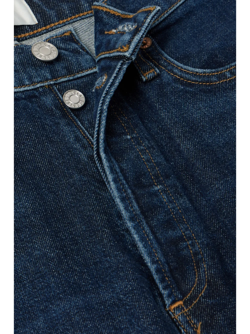 Close-up detail of the Agolde Freya High Rise Slim Organic Jeans