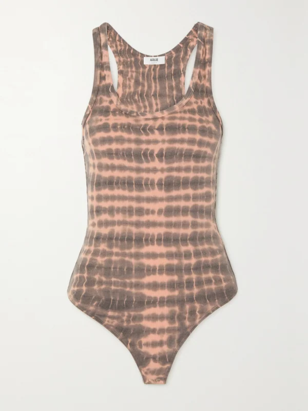 Agolde Maria Tie-dyed Ribbed Stretch-jersey Bodysuit