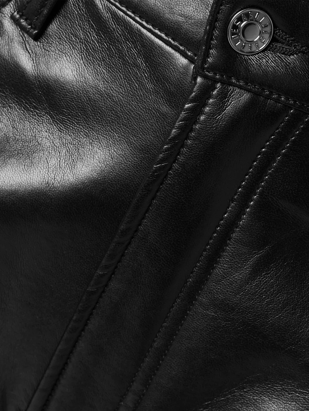 Close-up detail of the Agolde Riley Long Recycled Leather-blend Straight-leg Pants