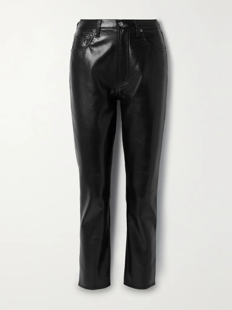 Agolde Riley Long Recycled Leather-blend Straight-leg Pants