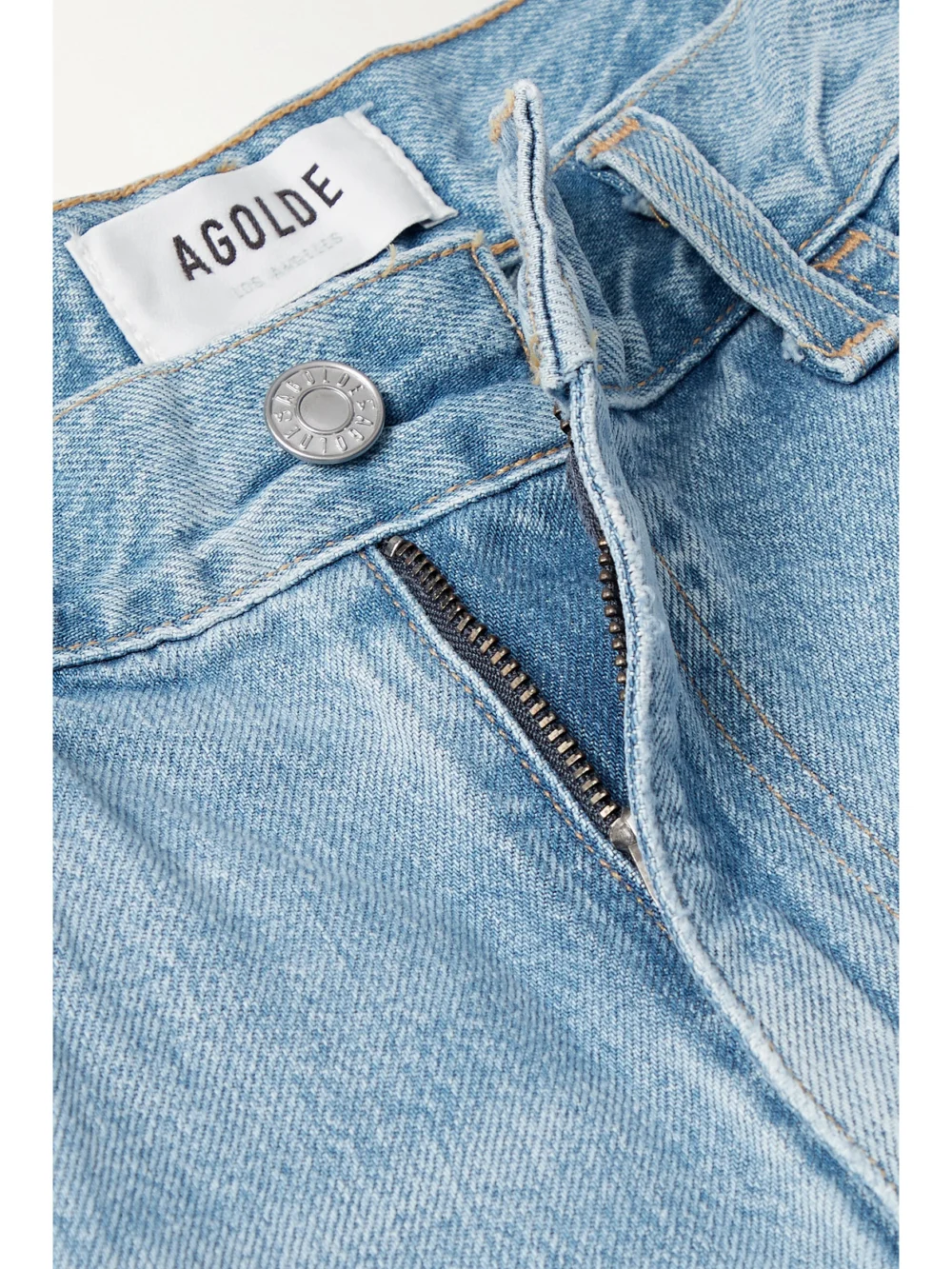 Close-up detail of the Agolde Tex Cargo Organic High-rise Wide-leg Jeans