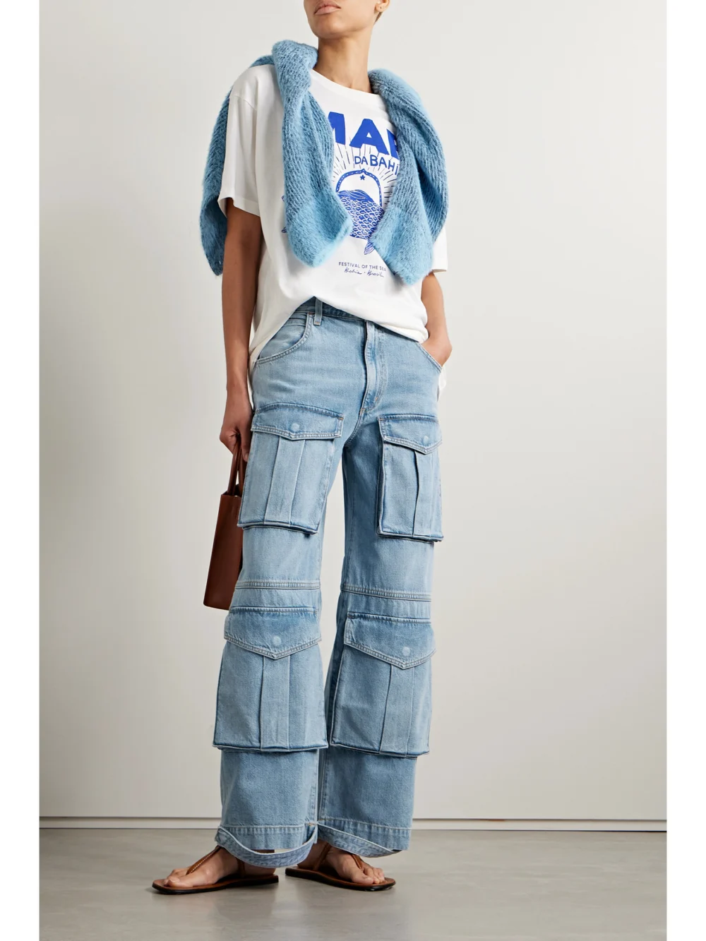 Agolde Tex Cargo Organic High-rise Wide-leg Jeans, worn by a model