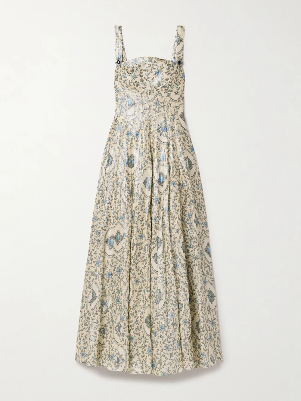 Agua by Agua Bendita Aguamarina Platero Floral-print Linen Maxi Dress in cream