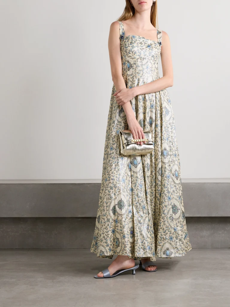 Agua by Agua Bendita Aguamarina Platero Floral-print Linen Maxi Dress