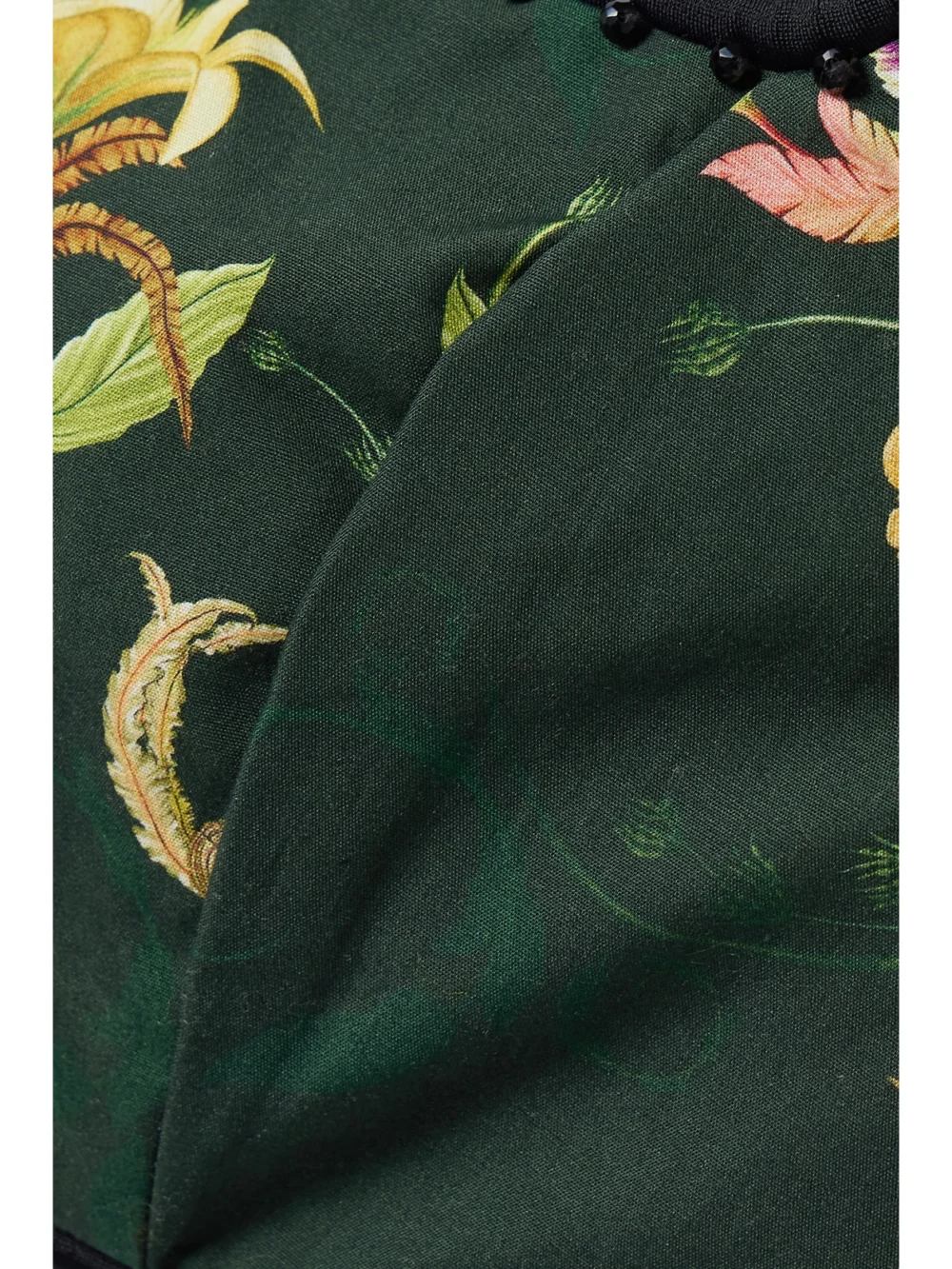 Close-up detail of the Agua by Agua Bendita Amanda Marina Cropped Embellished Floral-print Cotton Tank