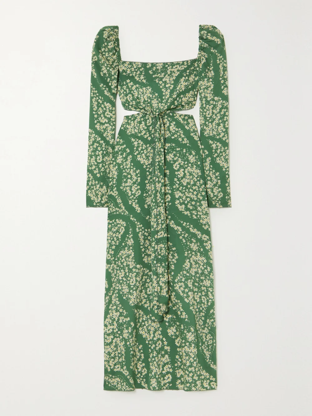 Agua by Agua Bendita Cuarzo Astro Esmeralda Cutout Floral-print Twill Maxi Dress in green
