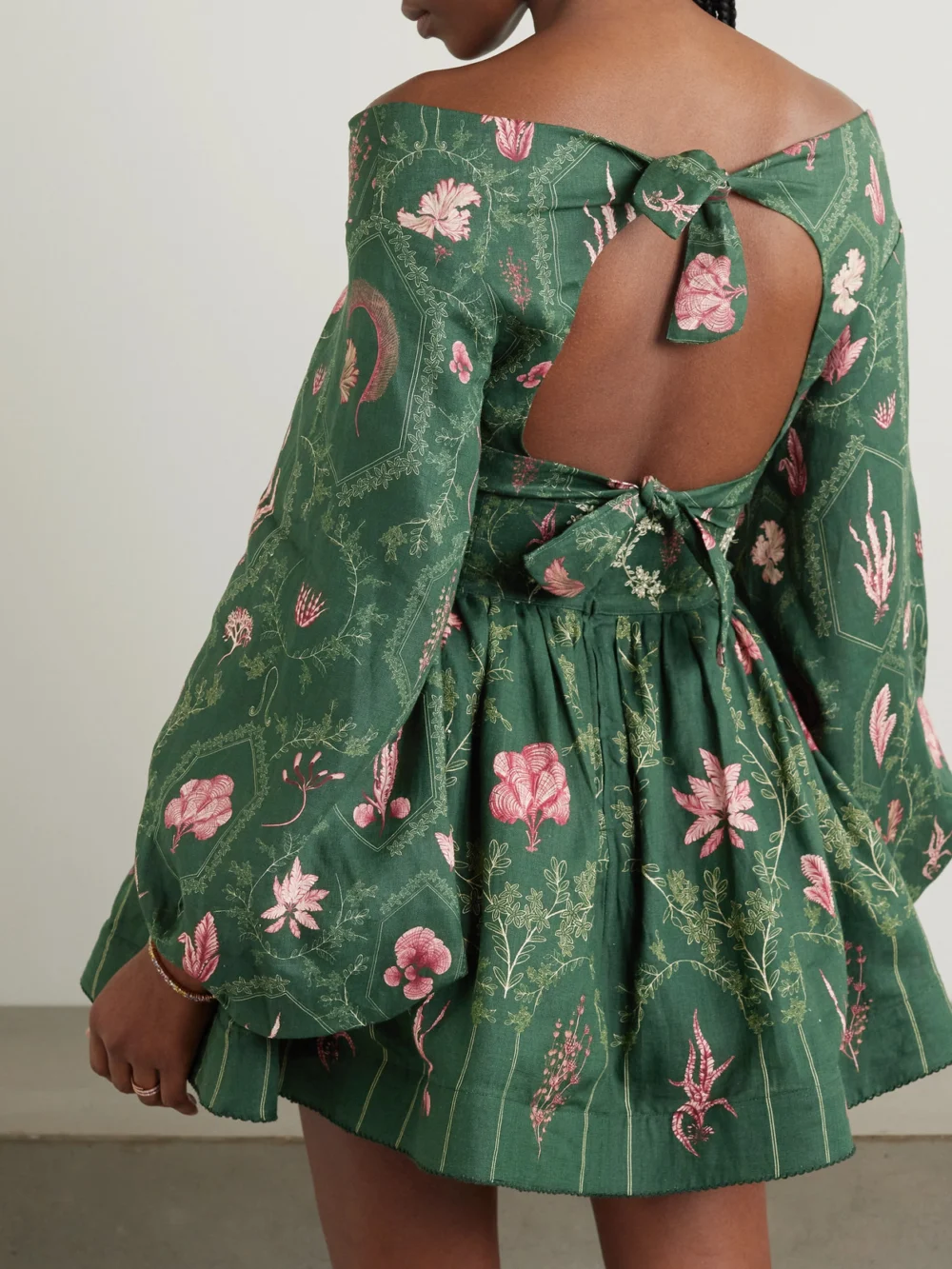 Back view of the Agua by Agua Bendita Duria Floral-print Linen Top