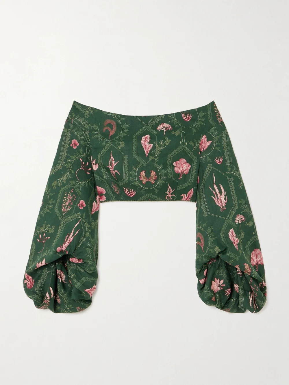 Agua by Agua Bendita Duria Floral-print Linen Top in green
