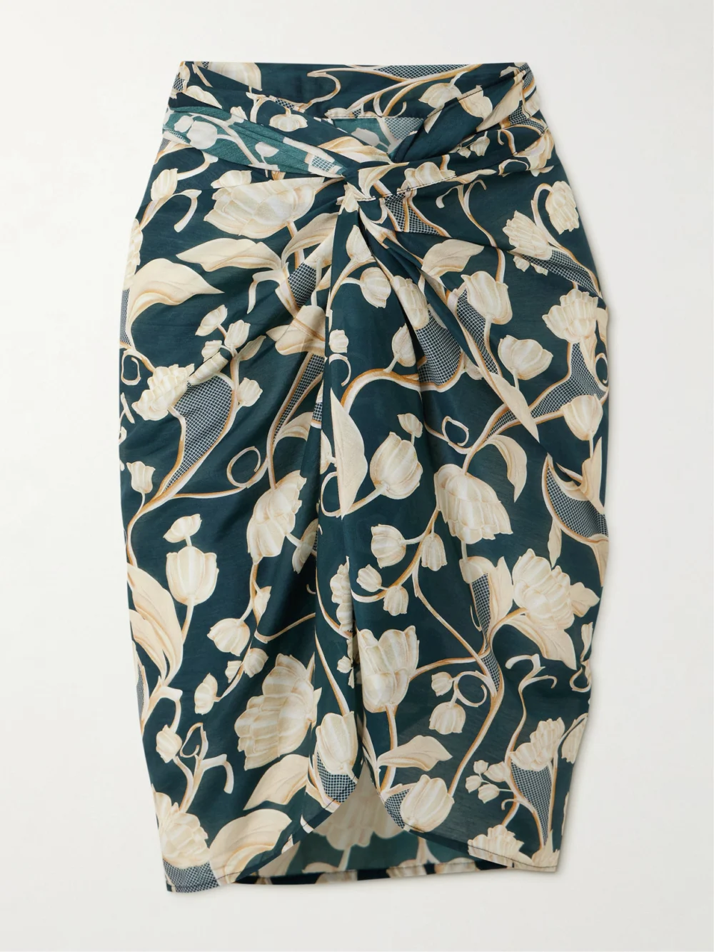 Agua by Agua Bendita Emelina Floral-print Cotton and Silk-blend Pareo in blue