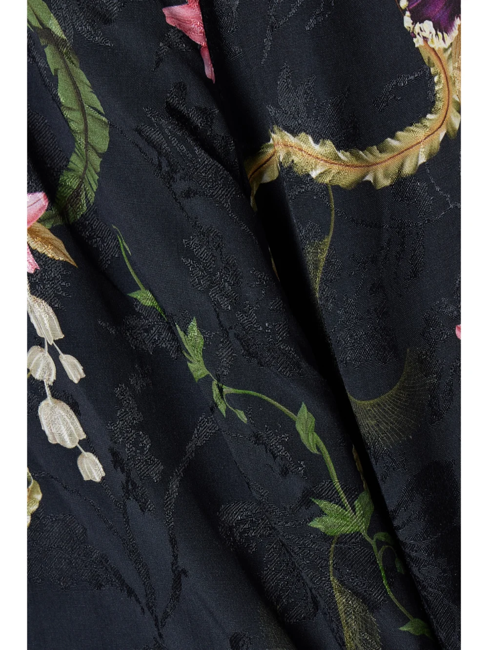 Close-up detail of the Agua by Agua Bendita Memoria Tesoro Floral-print Jacquard Straight-leg Pants