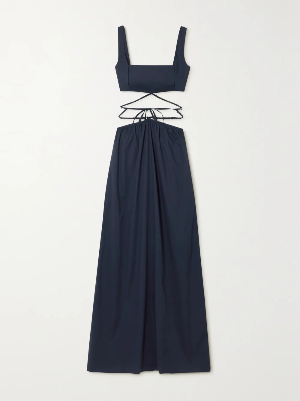 Agua by Agua Bendita Peonia Bead-embellished Cutout Cotton-poplin Maxi Dress in blue