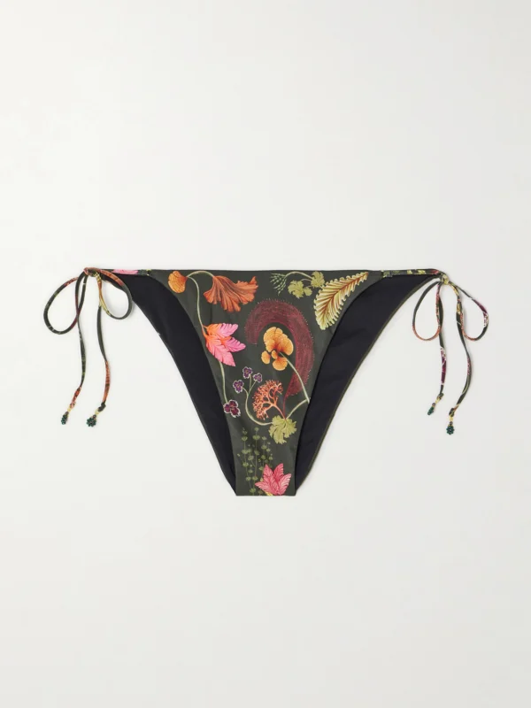 Agua by Agua Bendita Poema Habitat Embellished Floral-print Recycled Bikini Briefs
