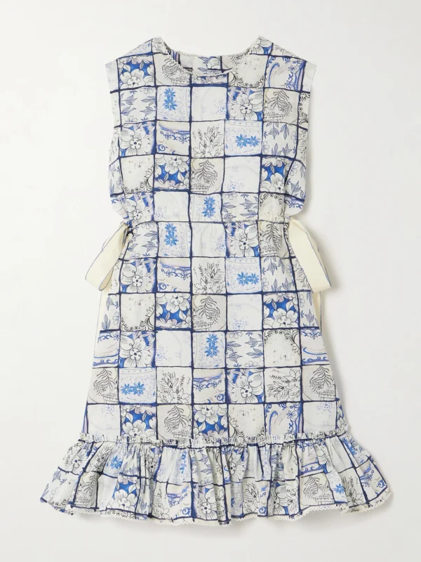 Agua by Agua Bendita Sucré Porcelana Cutout Floral-print Cotton-poplin Mini Dress