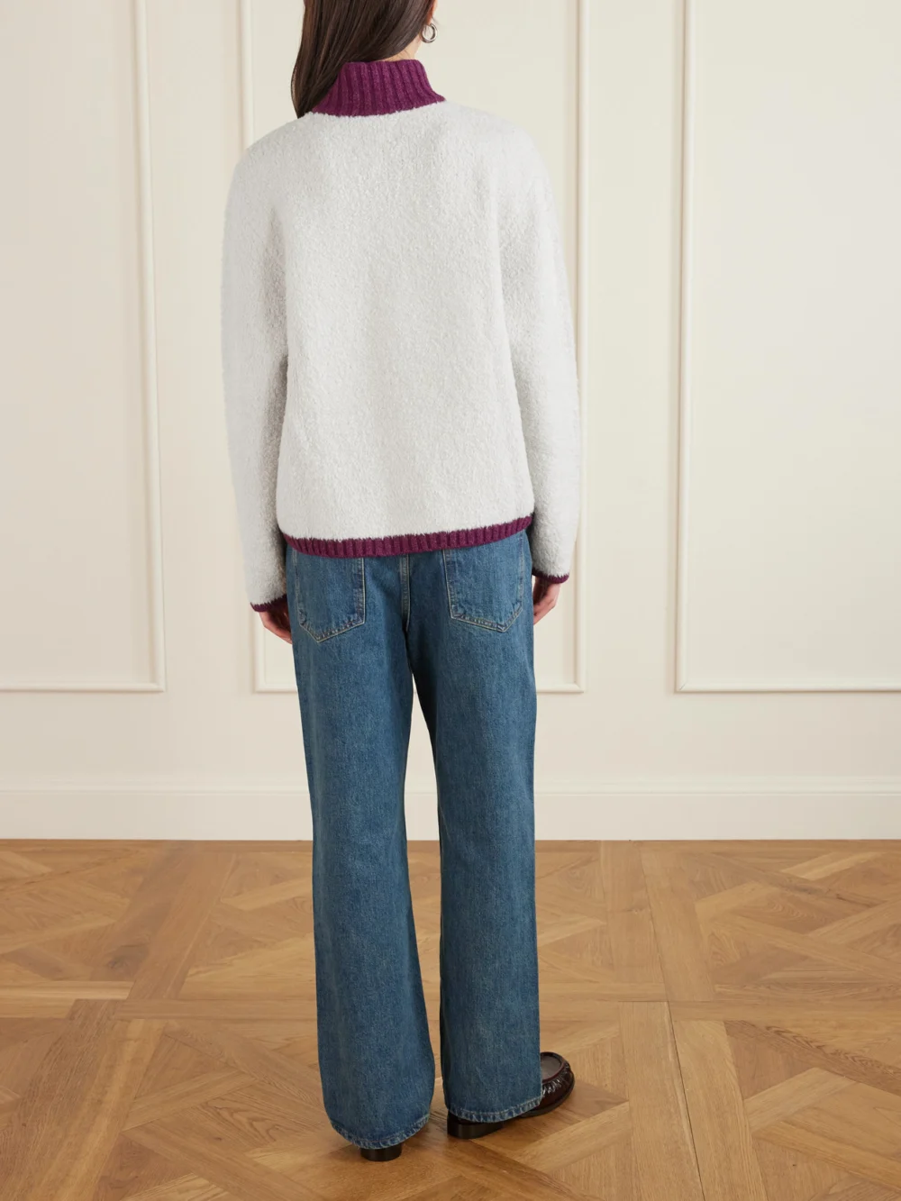 Back view of the Aimé Leon Dore Chalet Appliquéd Wool-blend Chenille Sweater