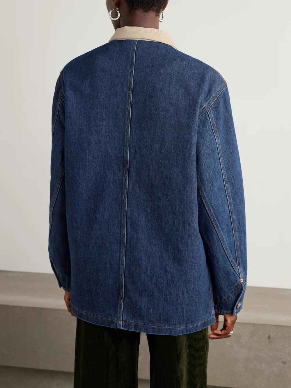 Back view of the Aimé Leon Dore Corduroy-trimmed Denim Jacket
