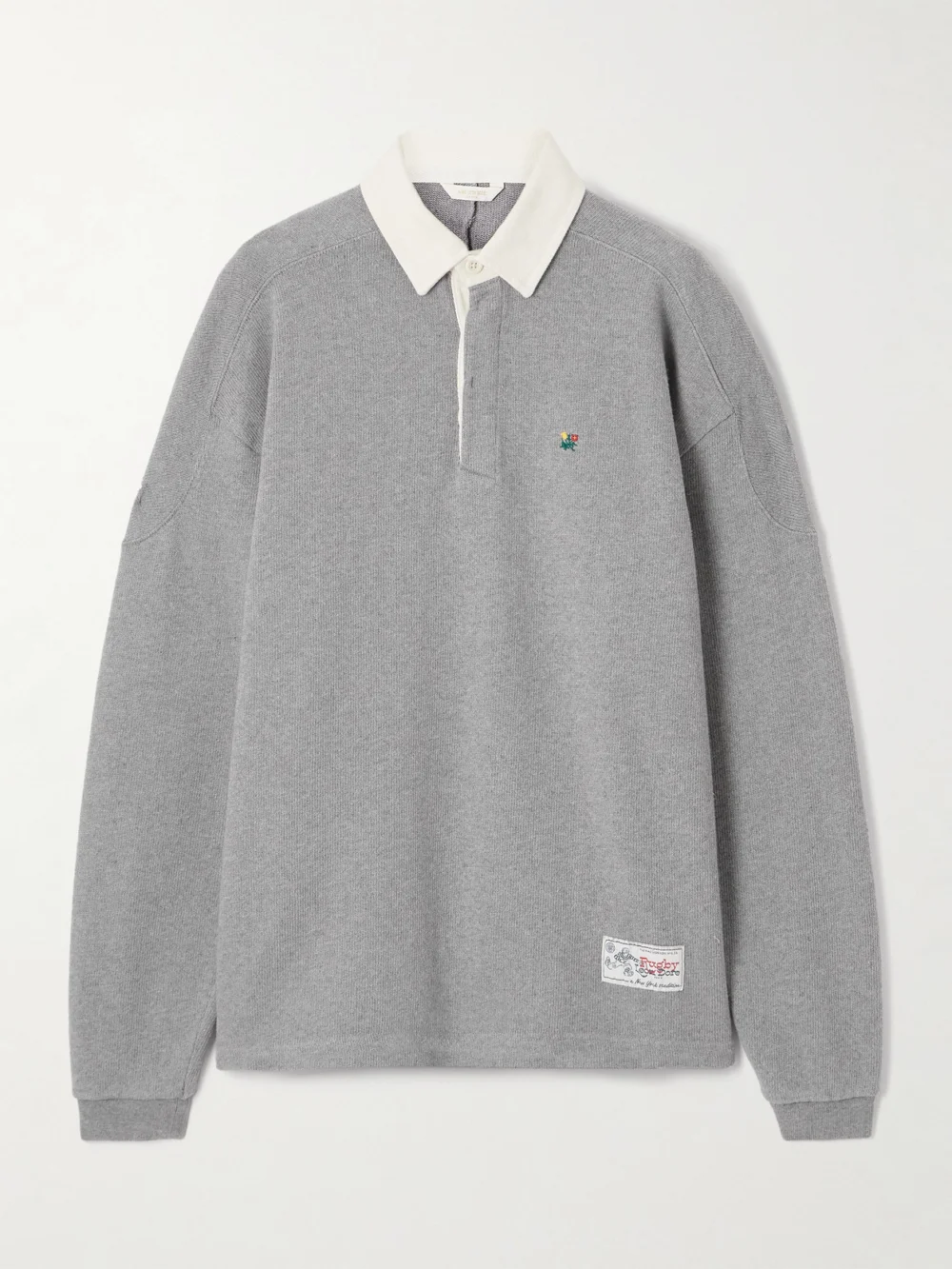Aimé Leon Dore Crest Embroidered Ribbed Cotton Polo Shirt in gray