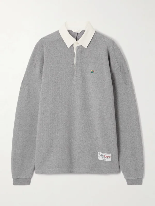 Aimé Leon Dore Crest Embroidered Ribbed Cotton Polo Shirt
