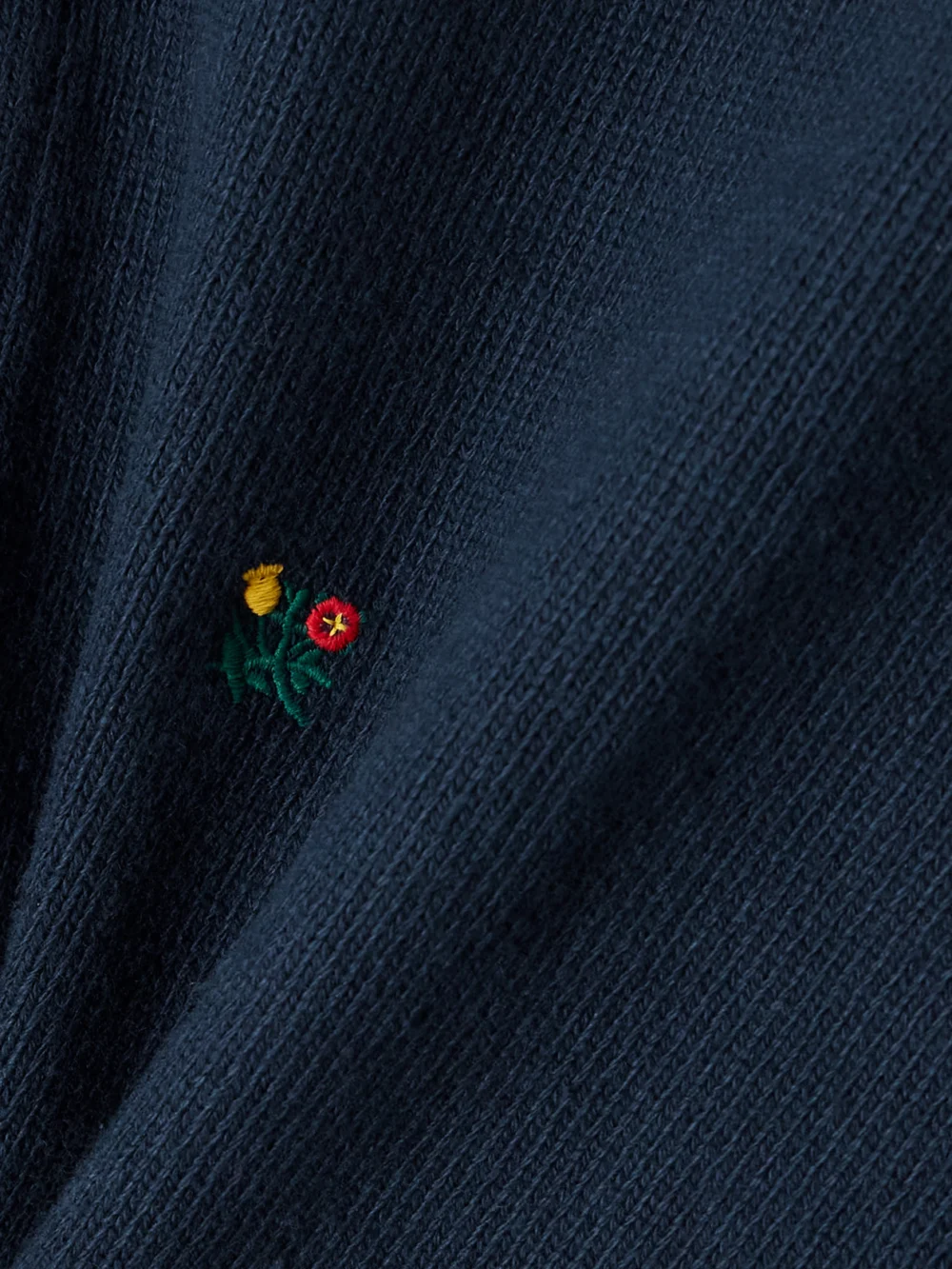 Close-up detail of the Aimé Leon Dore Crest Embroidered Ribbed Cotton Polo Shirt