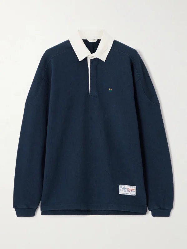 Aimé Leon Dore Crest Embroidered Ribbed Cotton Polo Shirt