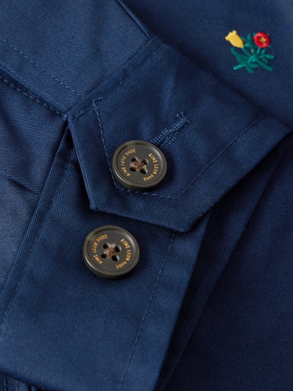 Close-up detail of the Aimé Leon Dore Embroidered Corduroy-trimmed Cotton-twill Blouson Jacket