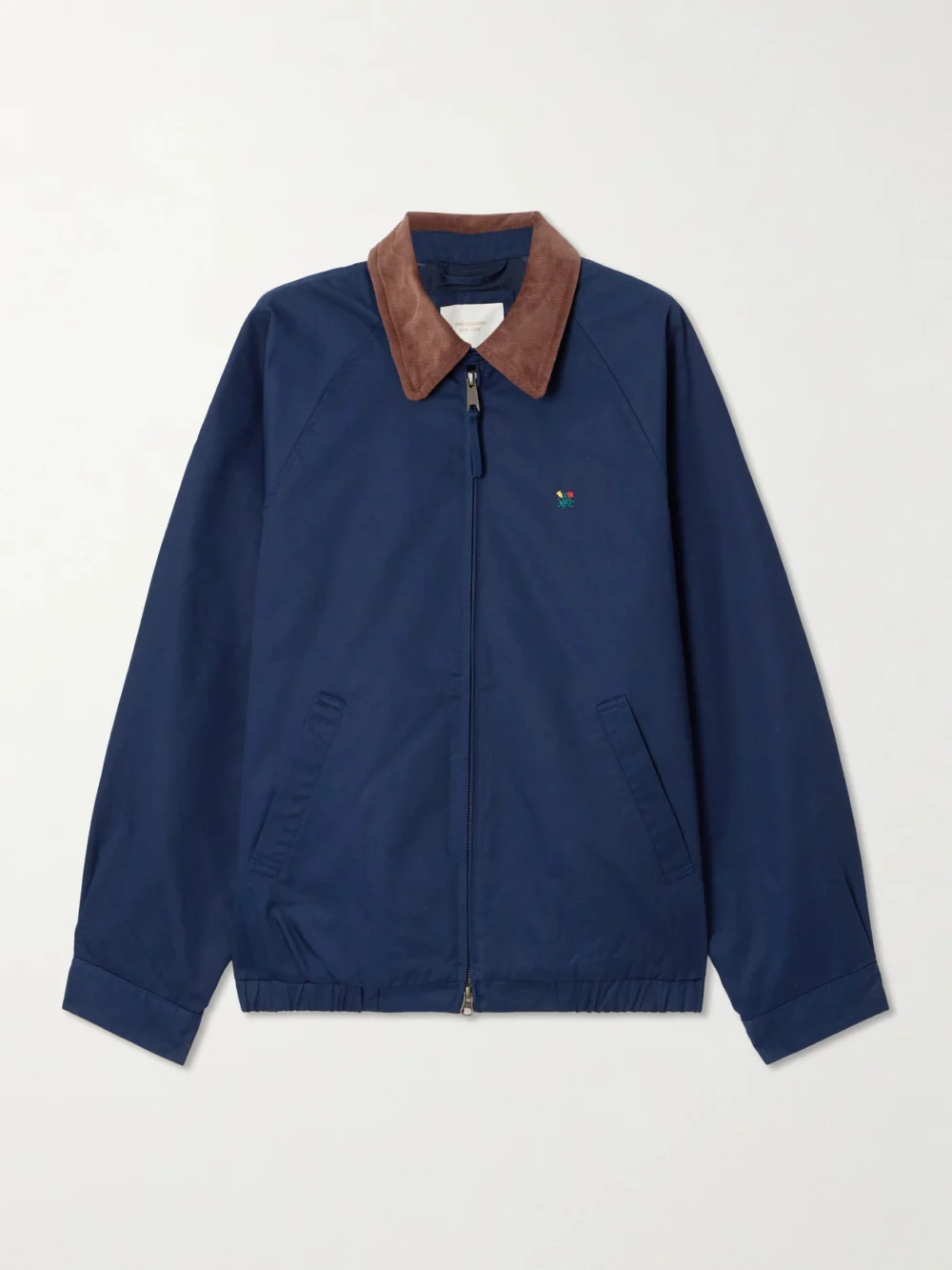 Aimé Leon Dore Embroidered Corduroy-trimmed Cotton-twill Blouson Jacket in navy