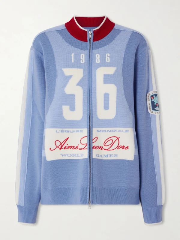Aimé Leon Dore Jacquard-knit Wool Zip-up Cardigan