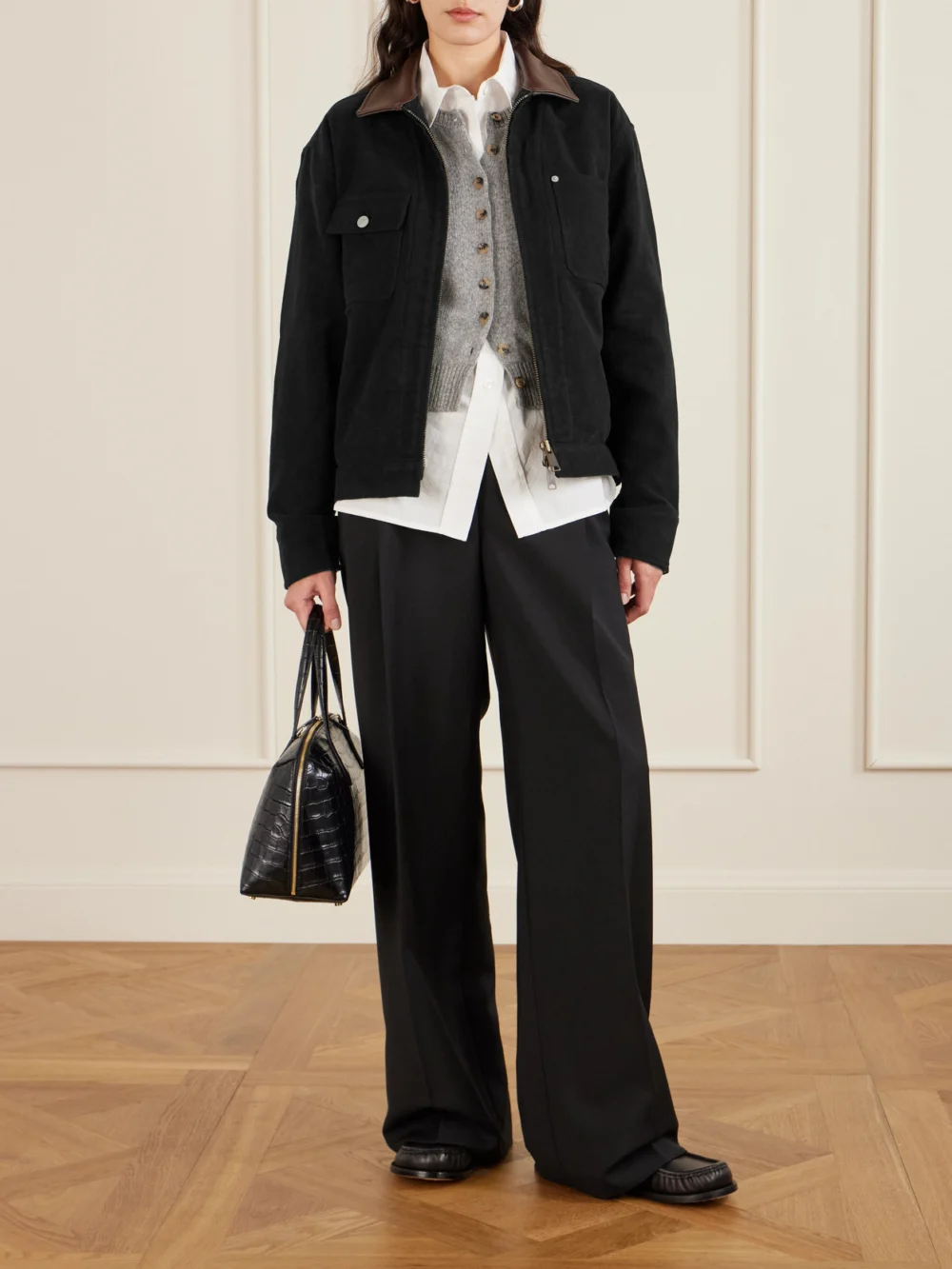 Aimé Leon Dore Ranch Leather-trimmed Cotton-canvas Jacket, worn by a model