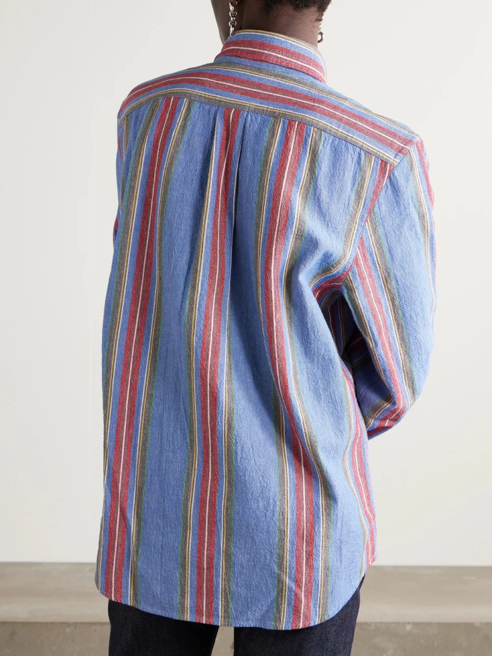 Back view of the Aimé Leon Dore Striped Cotton Oxford Shirt