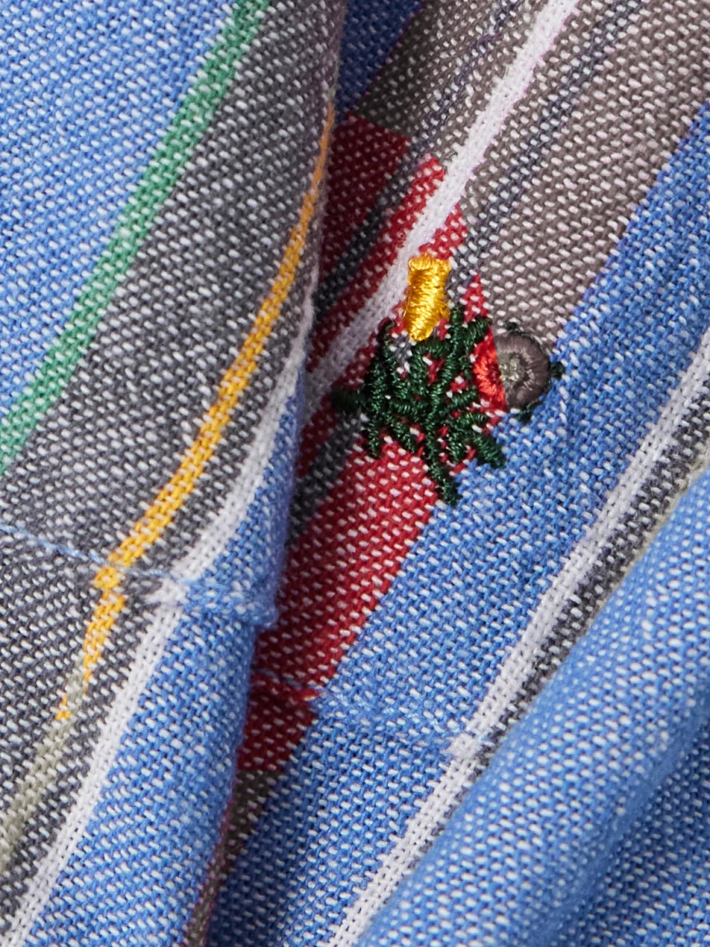 Close-up detail of the Aimé Leon Dore Striped Cotton Oxford Shirt