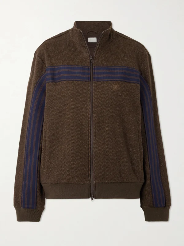 Aimé Leon Dore Striped Herringbone Wool and Cotton-blend Track Jacket