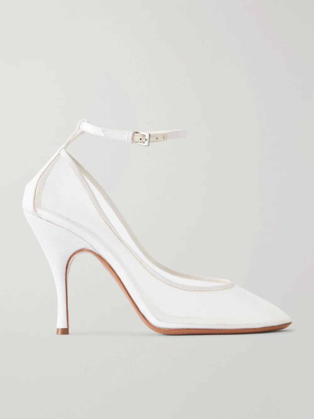 Alaïa 100 Grosgrain-trimmed Tulle Pumps in white