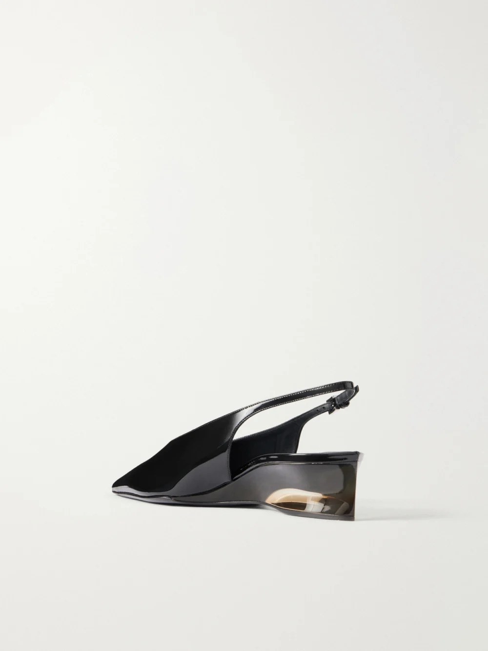 Back view of the Alaïa 30 Patent-leather Wedge Slingback Pumps