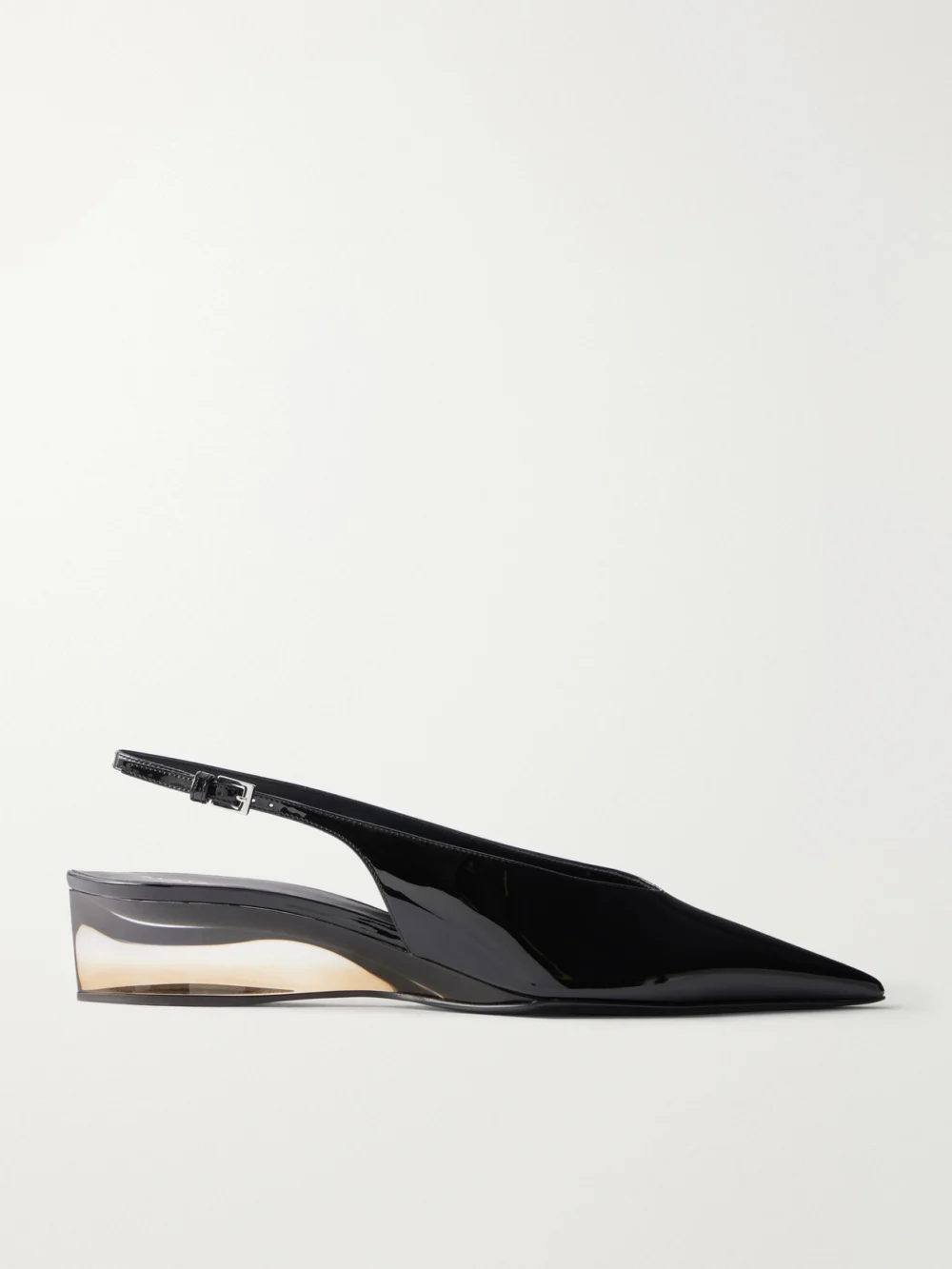 Alaïa 30 Patent-leather Wedge Slingback Pumps in black