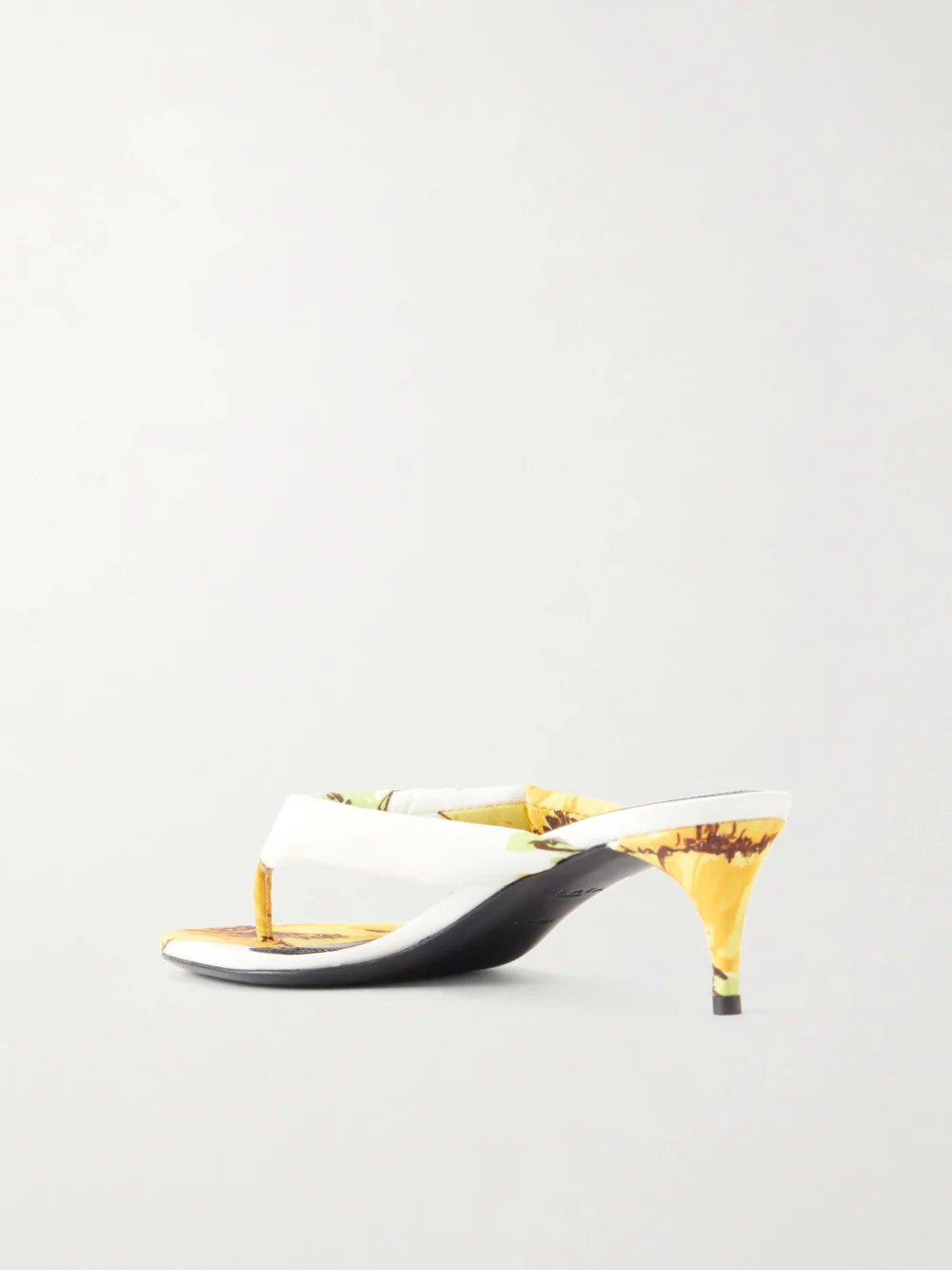 Back view of the Alaïa 55 Floral-print Twill Thong Mules
