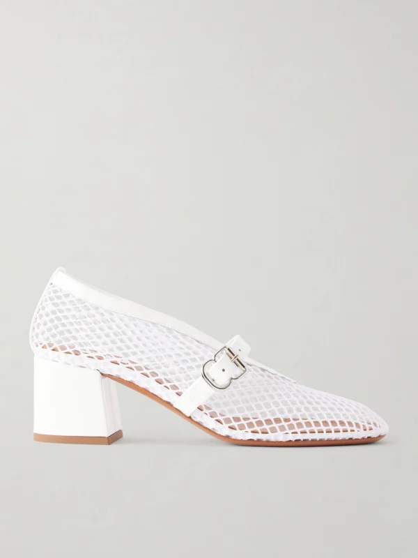 Alaïa 55 Leather-trimmed Mesh Pumps