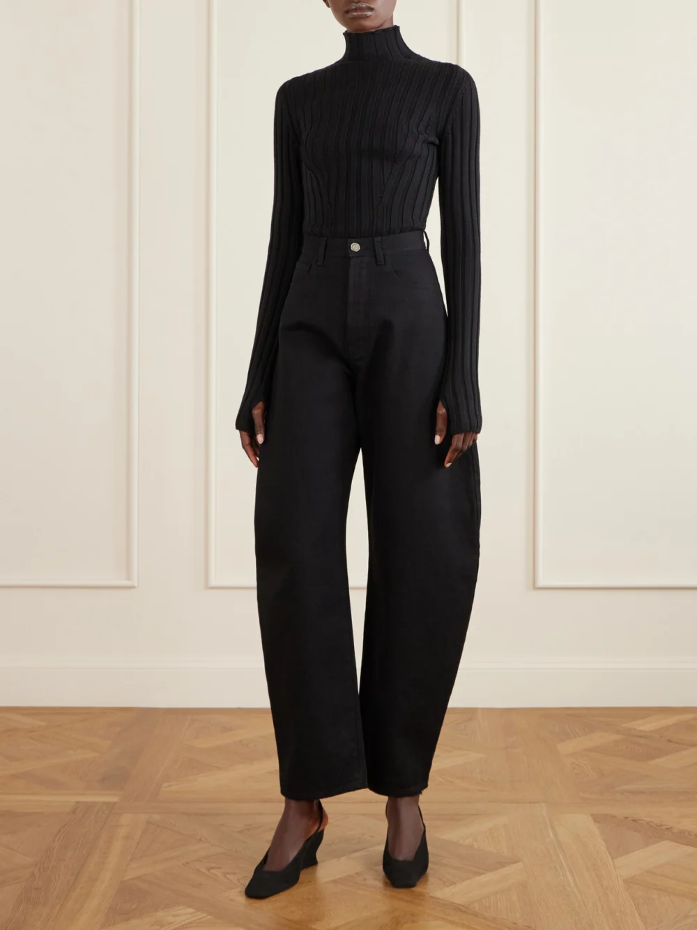 Alaïa 60 Suede Wedge Pumps, styled view