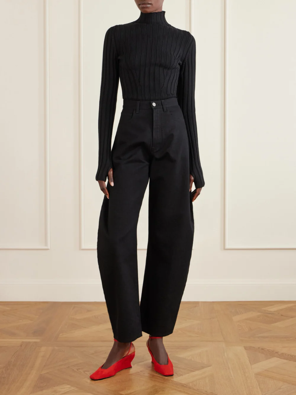 Alaïa 60 Suede Wedge Pumps, styled view