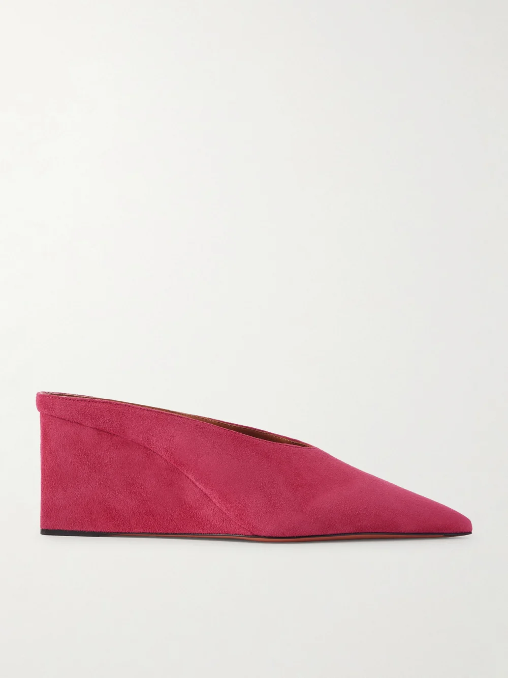 Alaïa 75 Suede Point-toe Wedge Mules in fuchsia