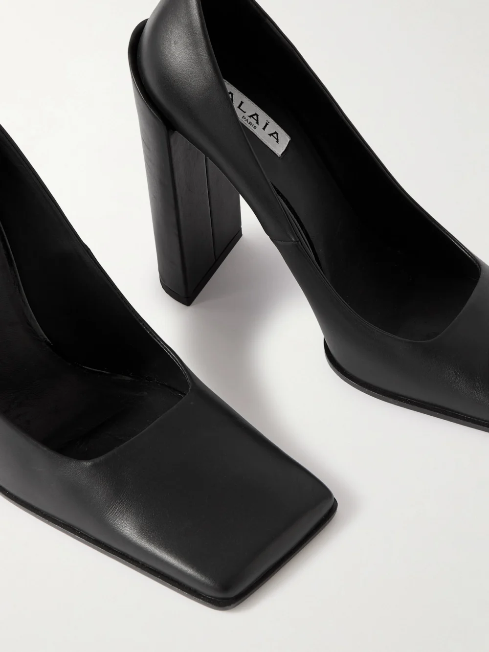 Close-up detail of the Alaïa 90 Calf Hair Pumps