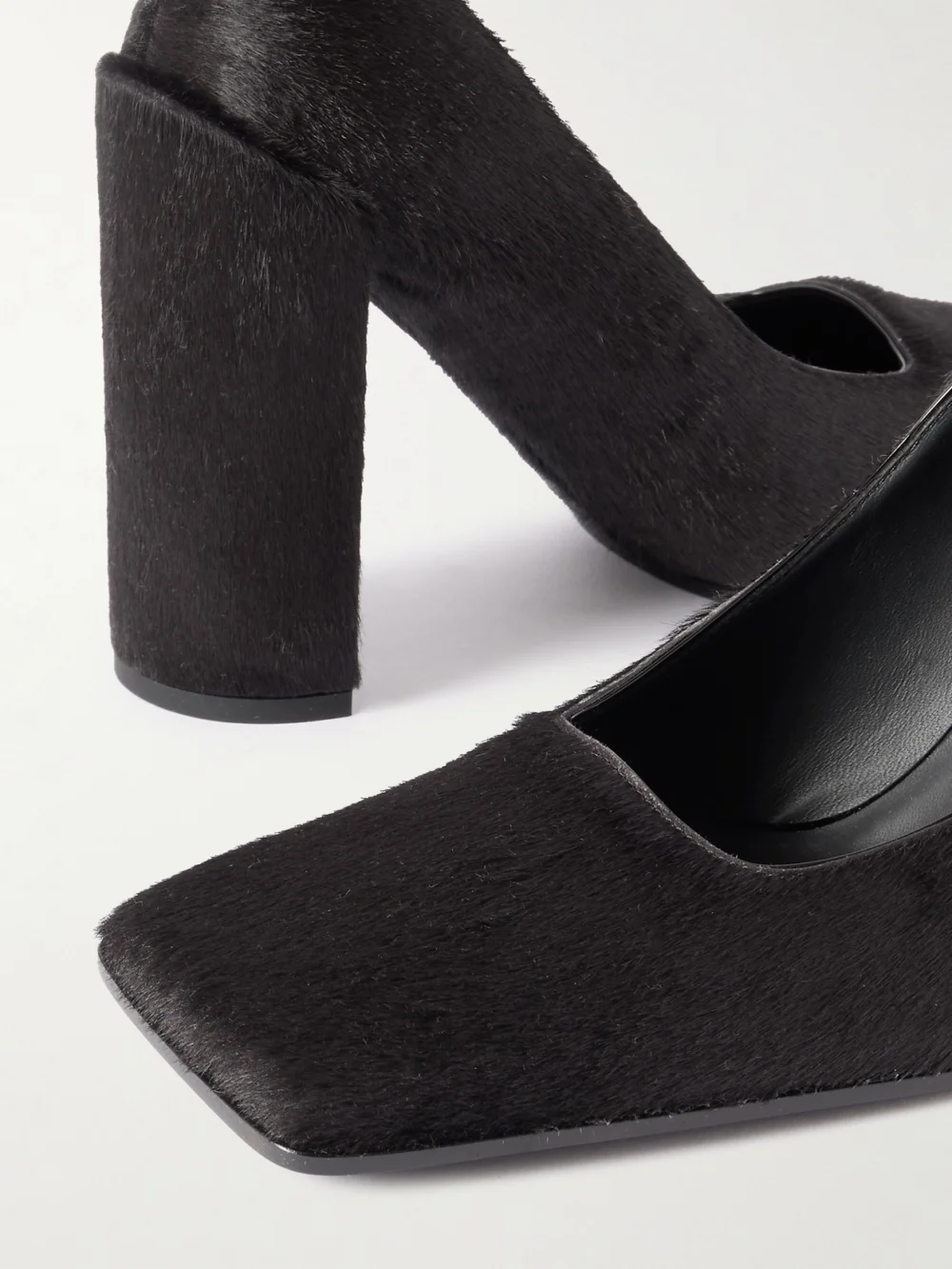 Close-up detail of the Alaïa 90 Calf Hair Pumps