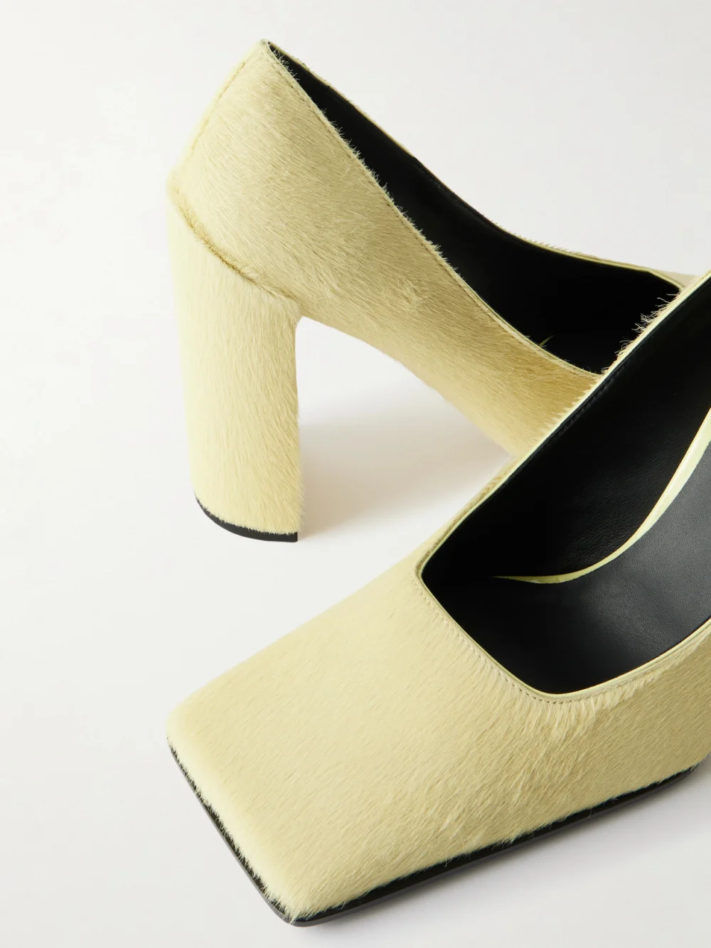 Close-up detail of the Alaïa 90 Calf Hair Pumps