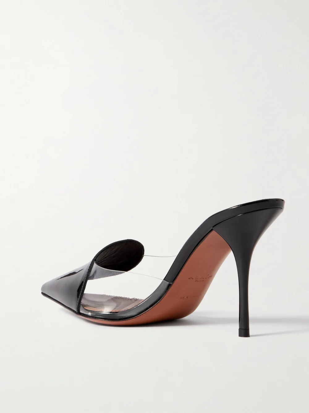 Back view of the Alaïa 90 Pvc and Patent-leather Mules