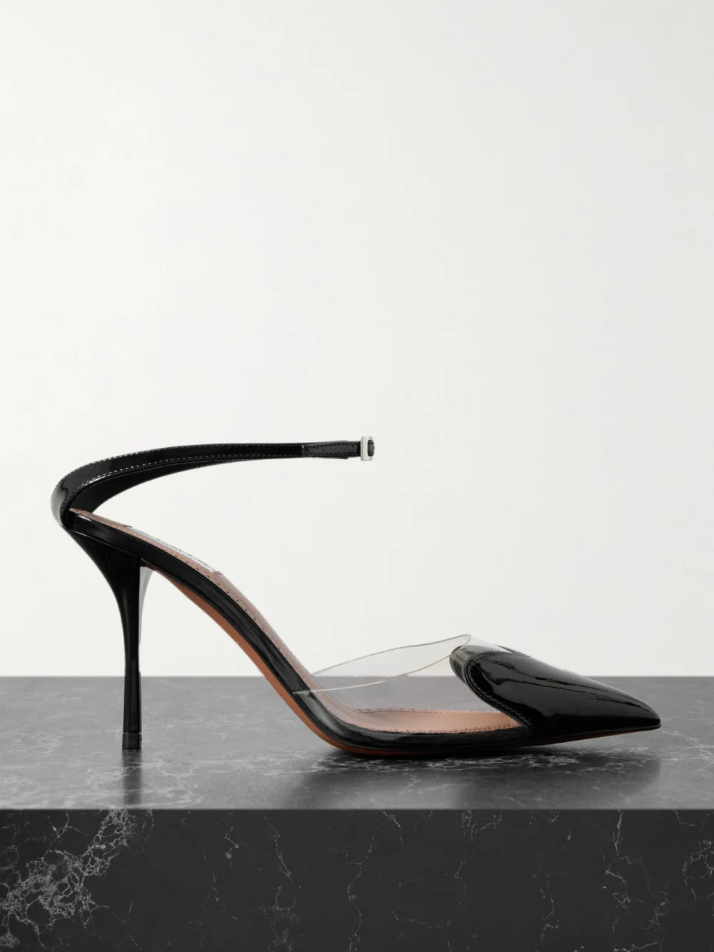Alaïa Caur 90 Pu and Patent-leather Pumps in black