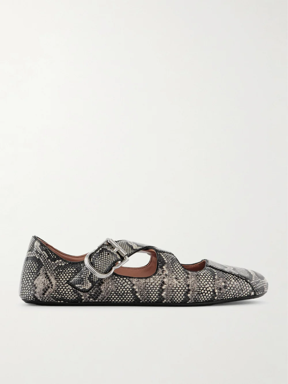 Alaïa Criss Cross Leather-trimmed Snakeskin Ballet Flats in snake print