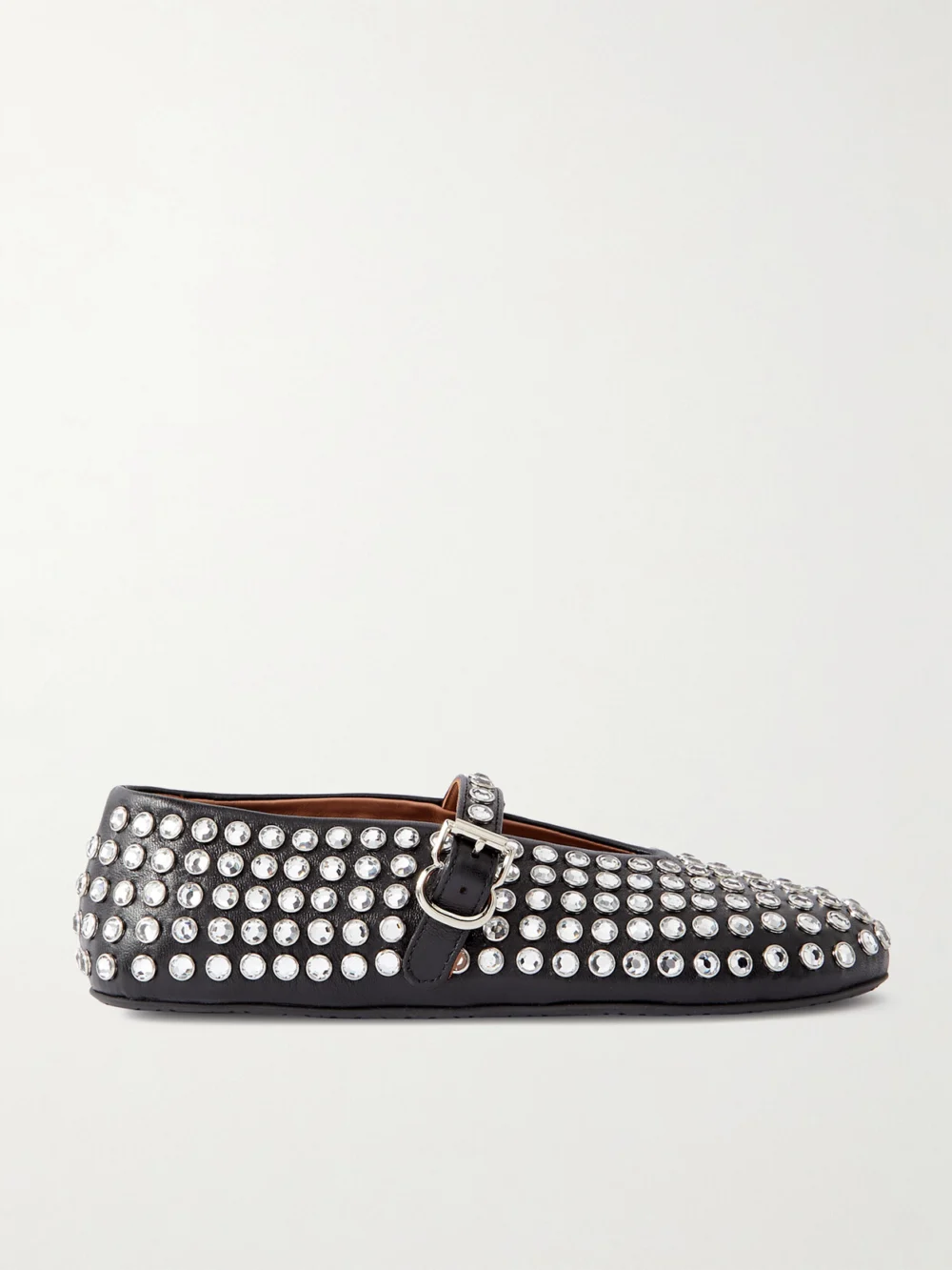 Alaïa Crystal-embellished Leather Ballet Flats in black