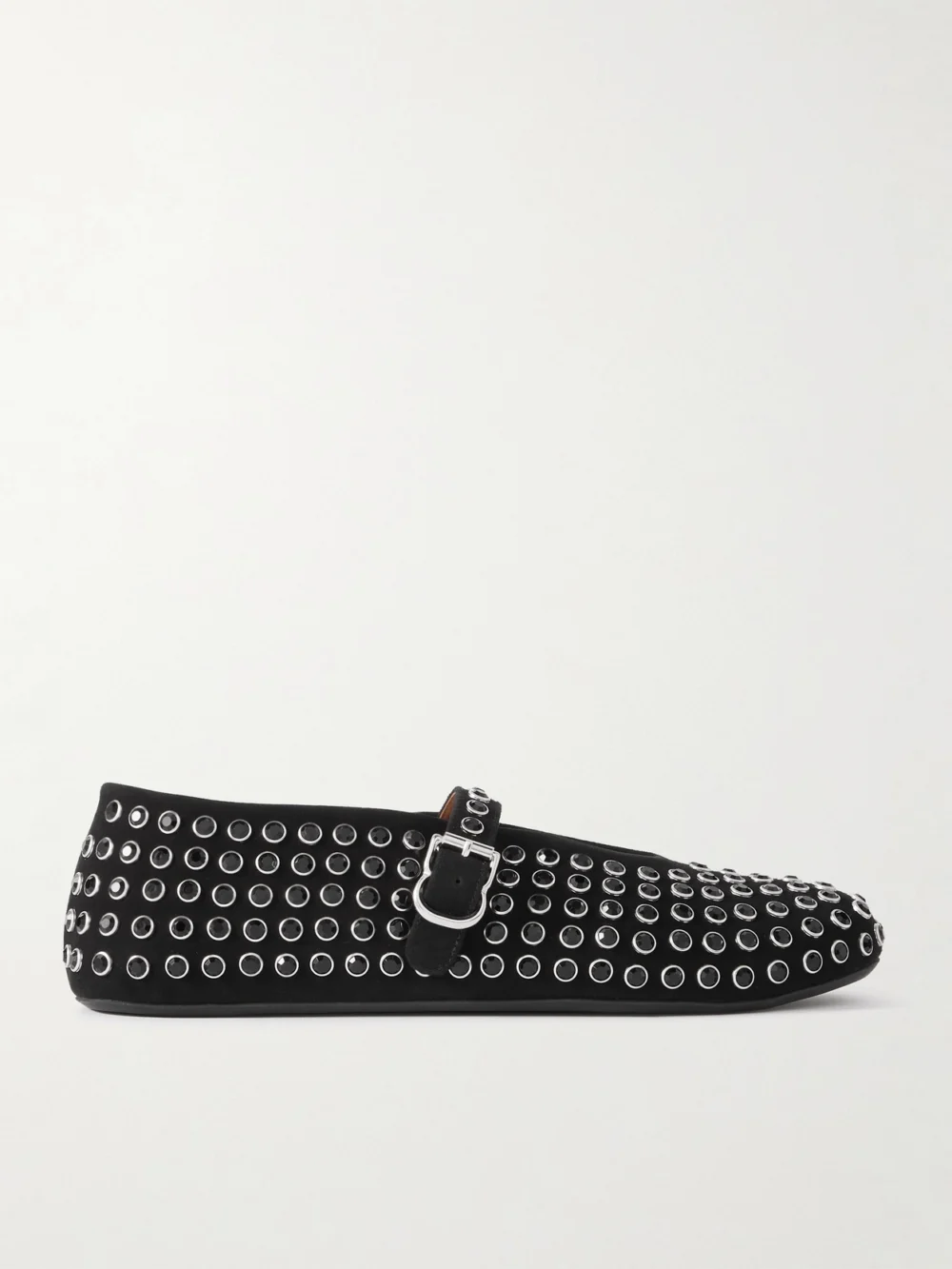 Alaïa Crystal-embellished Suede Ballet Flats in black
