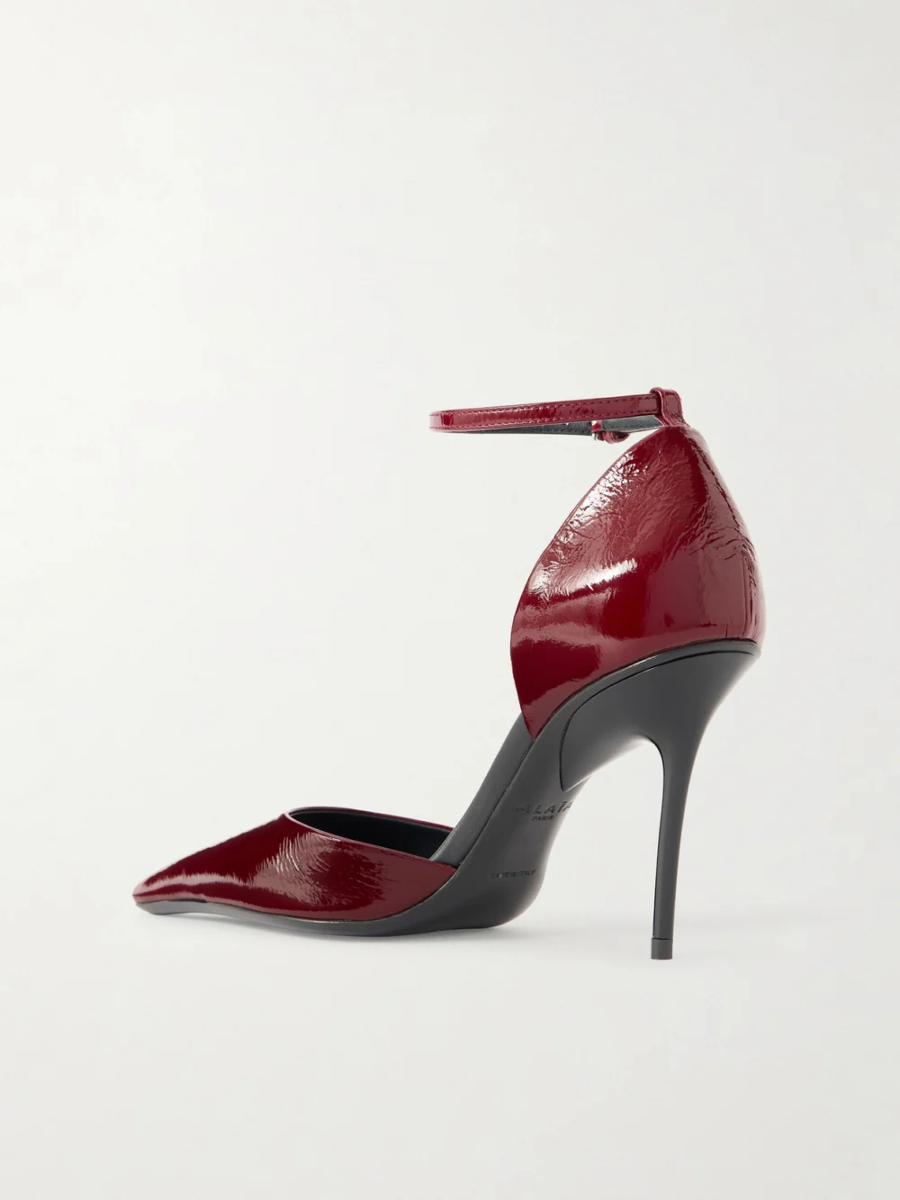 Back view of the Alaïa D'orsay 90 Glossed Textured-leather Pumps