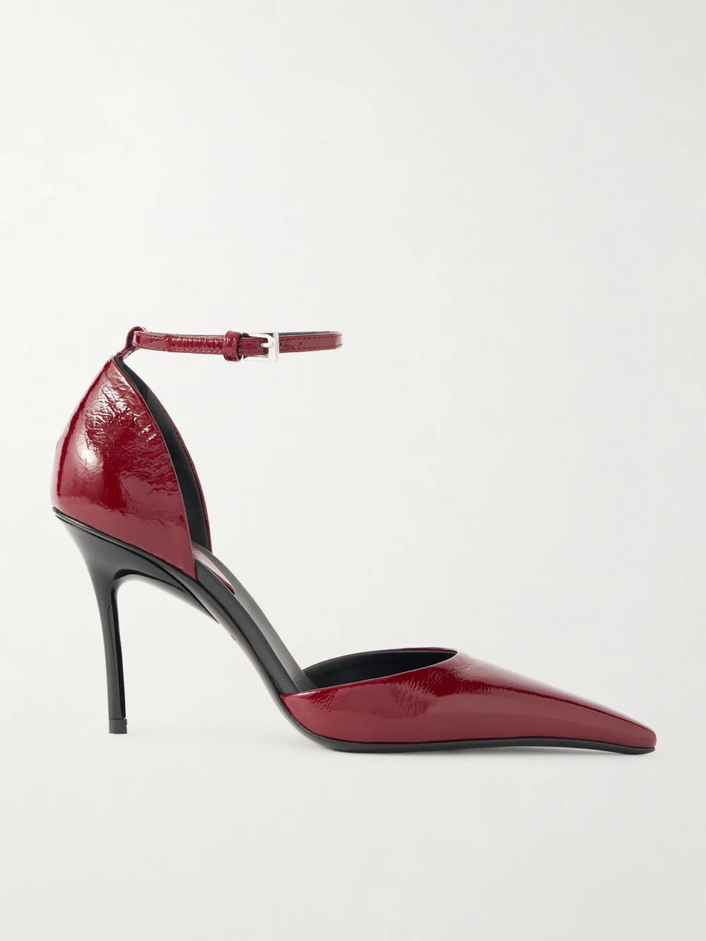 Alaïa D'orsay 90 Glossed Textured-leather Pumps in burgundy