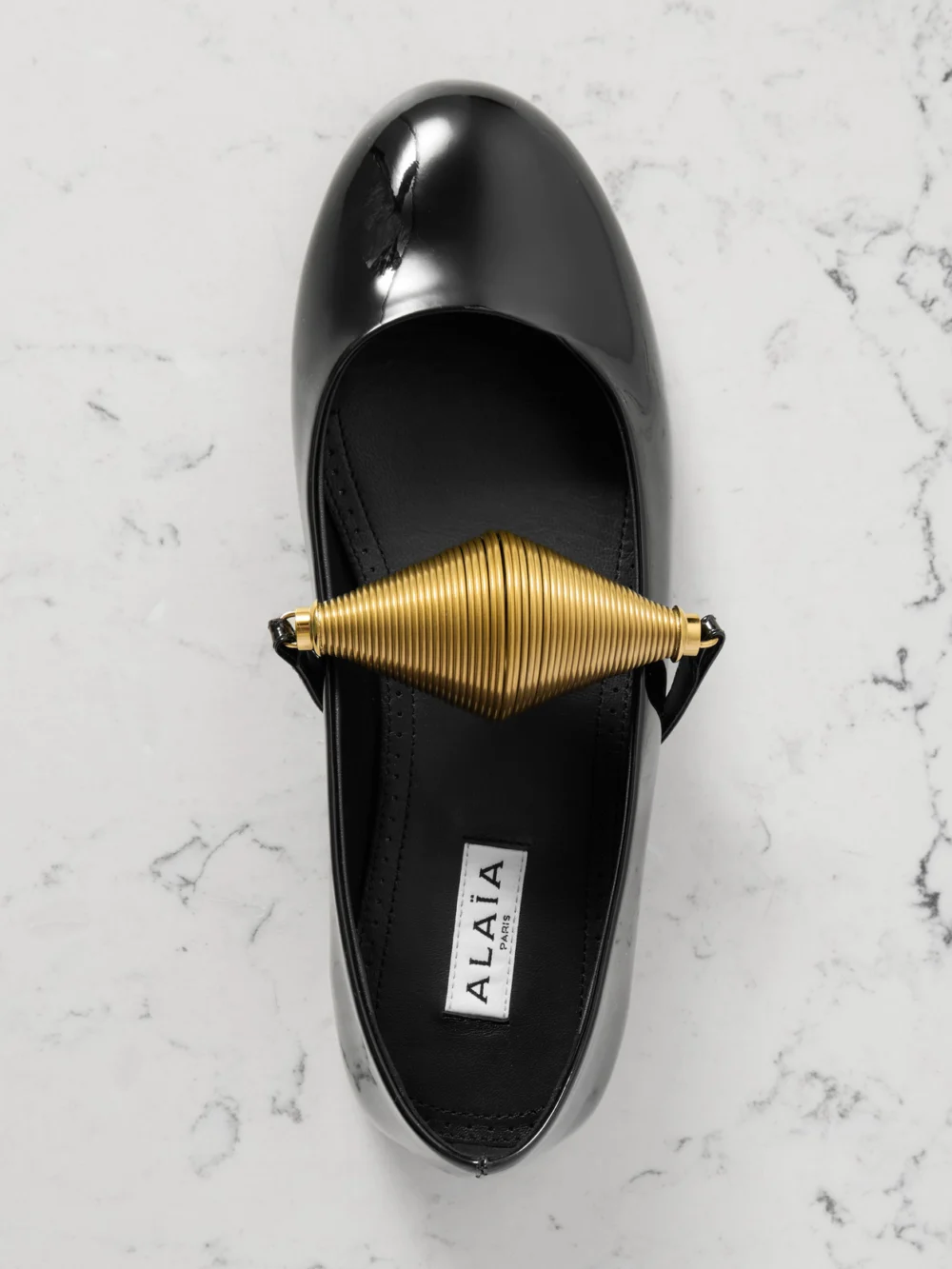 Alaïa Embellished Patent-leather Ballet Flats, another view