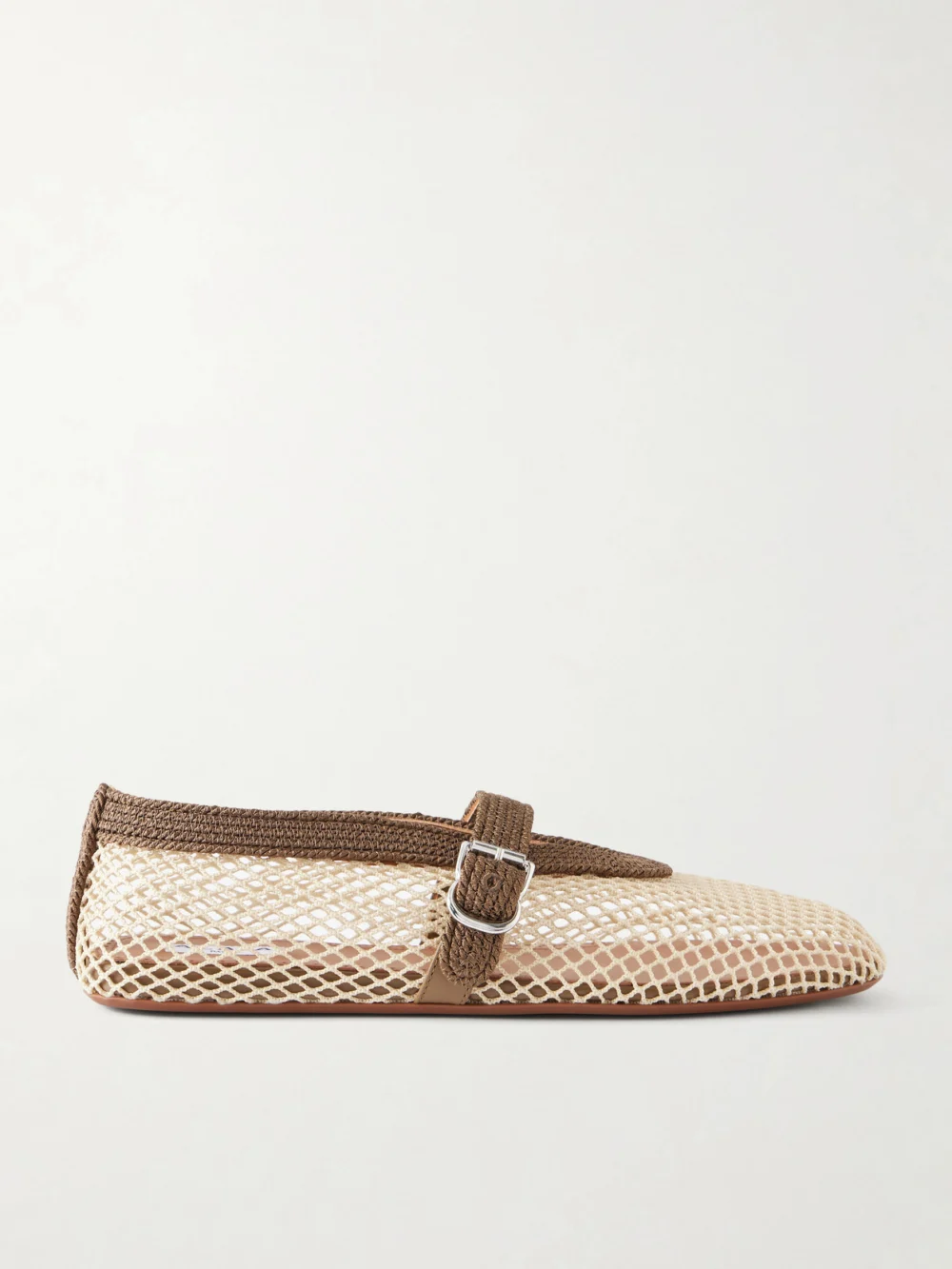 Alaïa Embroidered Satin-cord and Mesh Ballet Flats in army green